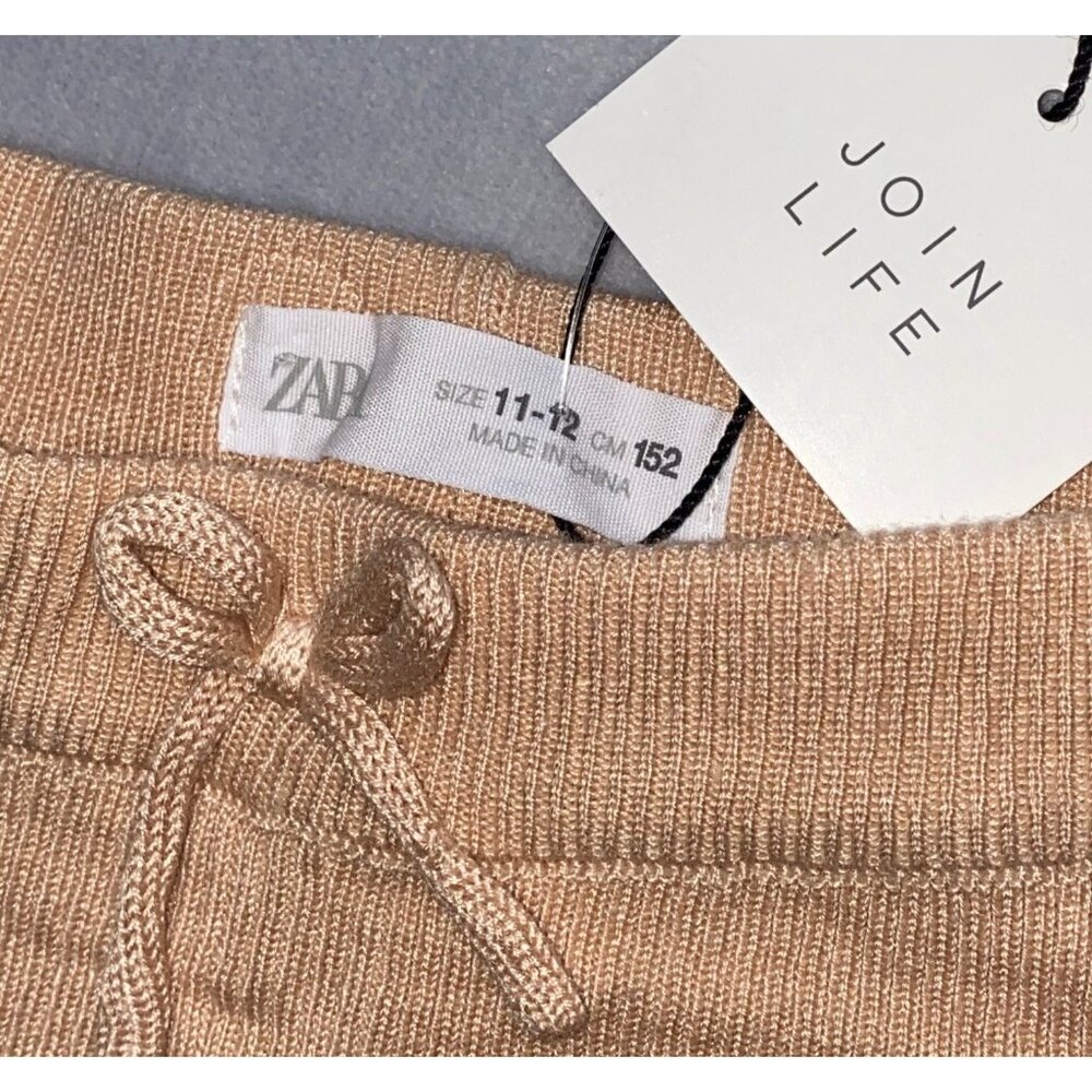 Zara girls Kids pink blush Scalloped Ribbed Knit Shorts 11-12 NWT 152cm soft - Picture 5 of 5